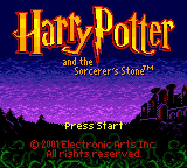 Title screen of Harry Potter and the Sorcerer&rsquo;s Stone for the Game Boy Color
